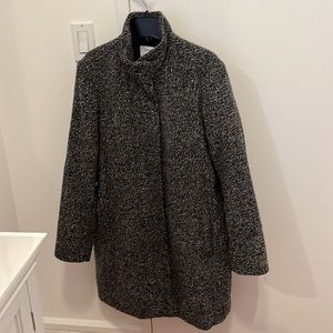 Beautiful Versatile Old Navy Black Marl Funnel-Neck Coat LARGE